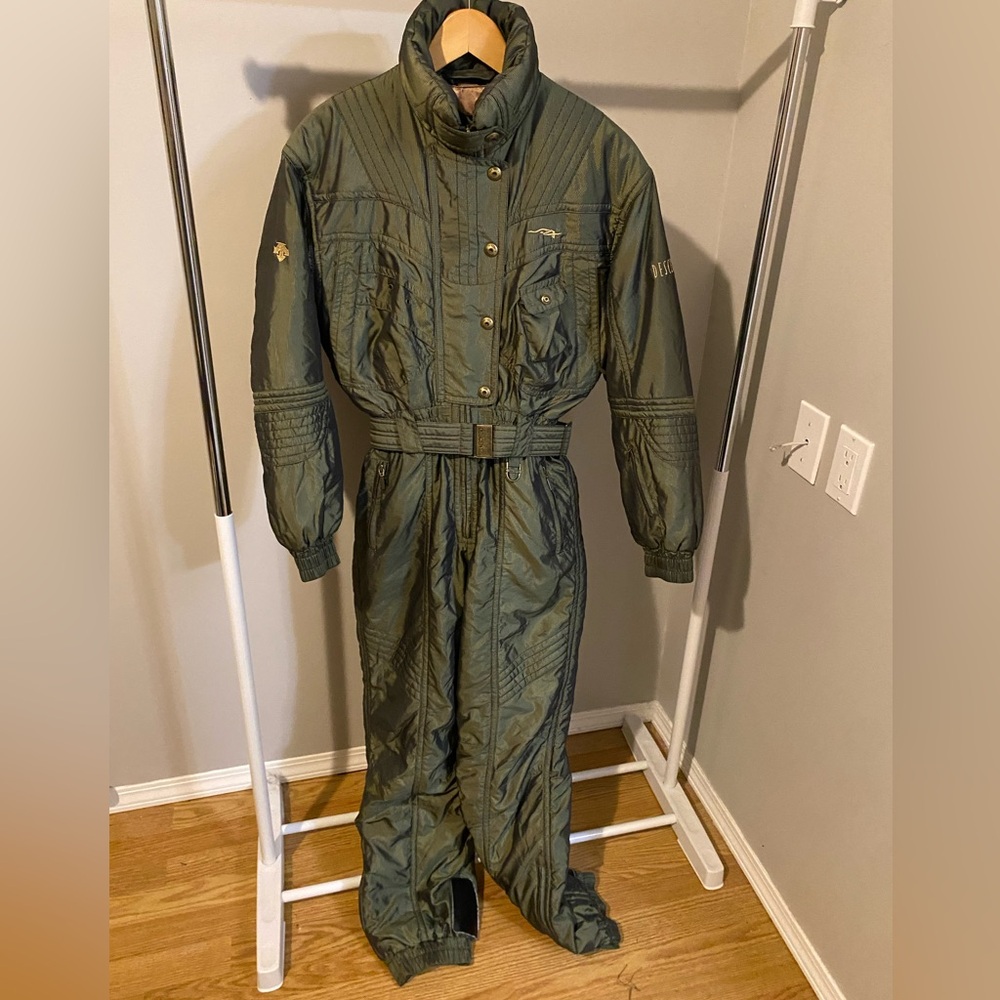 Vintage Descente Ski Suit w/Belt Army Green Top Gun Flight Suit Vibes